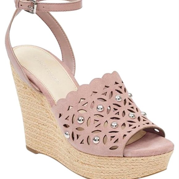 Marc Fisher Shoes - Marc Fisher Pink Hata Suede Cutout Studded Sandal